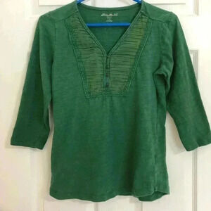 Eddie Bauer Green  3/4 Length Sleeve Shirt Small